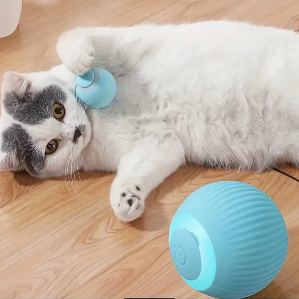 Cat Toy, Interactive Blue Pet Toy Ball, Intelligent Function, Rechargeable NWT